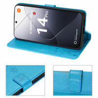 Hülle Xiaomi 14 Pro Handy Tasche Handyhülle Wallet Case Flip Cover Klapphülle Blau