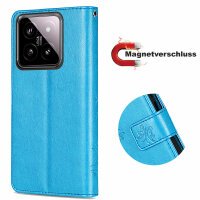Hülle Xiaomi 14 Pro Handy Tasche Handyhülle Wallet Case Flip Cover Klapphülle Blau
