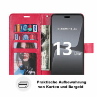 Hülle für Xiaomi 13 Lite Handyhülle Handy Tasche Klapphülle Wallet Case Etui Rot