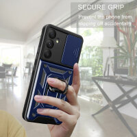 Outdoor Panzer Hülle für Samsung Galaxy A55 mit Kameraschutz Ringhalter Bumper  Blau
