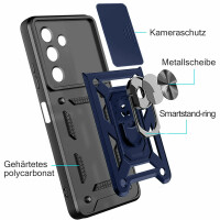Outdoor Panzer Hülle für Samsung Galaxy A55 mit Kameraschutz Ringhalter Bumper  Blau