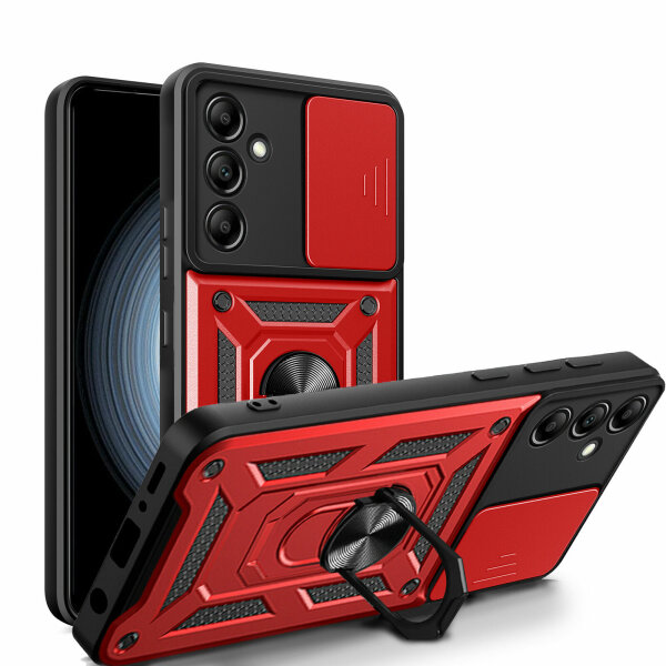 Outdoor Panzer Hülle für Samsung Galaxy A25 mit Kameraschutz Ringhalter Bumper  Rot