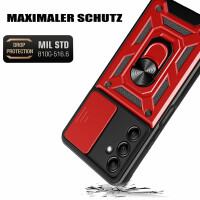 Outdoor Panzer Hülle für Samsung Galaxy A25 mit Kameraschutz Ringhalter Bumper  Rot