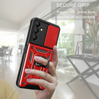 Outdoor Panzer Hülle für Samsung Galaxy A25 mit Kameraschutz Ringhalter Bumper  Rot