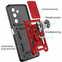 Outdoor Panzer Hülle für Samsung Galaxy A25 mit Kameraschutz Ringhalter Bumper  Rot