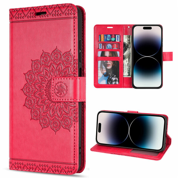 Handyhülle für Apple iPhone 14 Pro – Mandala Case Rot