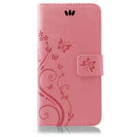 Huawei Handy Tasche Handyhülle Schutz Hülle Blumen Flip Cover Buch Case Etui Huawei P30 Lite Rosa