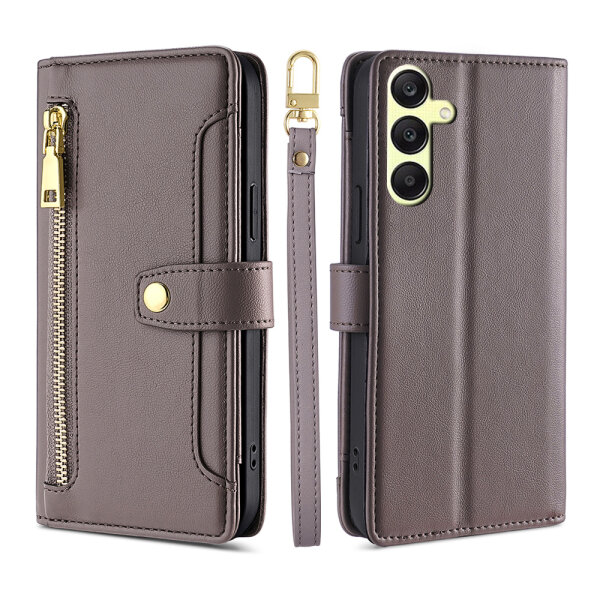 Handykette für Samsung Galaxy A25 – Handyhülle mit Band PU-Leder Grau