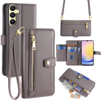 Handykette für Samsung Galaxy A25 – Handyhülle mit Band PU-Leder Grau