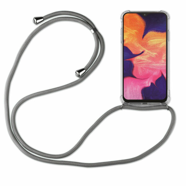 Handy Hülle mit Band Schutzhülle Handykette Seil Silikon Handy Tasche mit Schnur Samsung Galaxy A6 2018 SM-A600 Grau