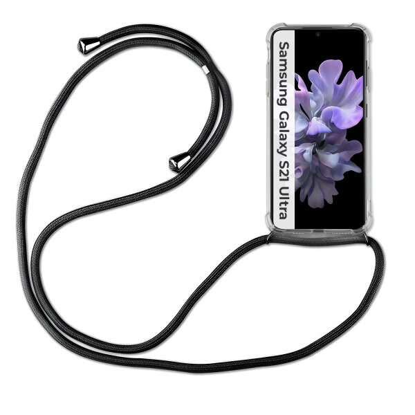 Handykette für Samsung Galaxy S21 Ultra 5G – Handyhülle mit Band Schwarz