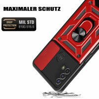Outdoor Panzer Hülle Motorola Moto E20 E30 E40 Handyhülle Kameraschutz Ringhalte Rot