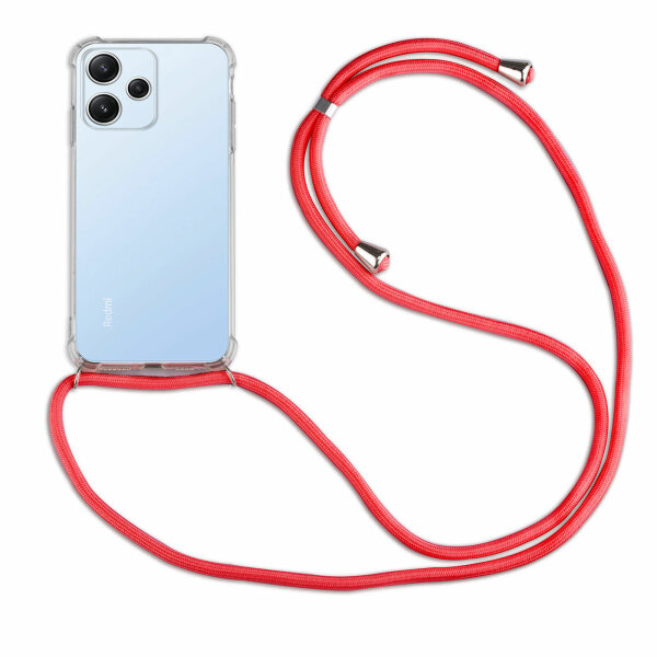 Handykette für Xiaomi Redmi 13 / Poco M6 Handyhülle mit Band Hülle mit Kordel Rot