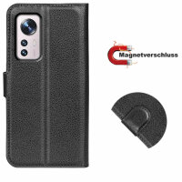 Handyhülle für Xiaomi 12 / 12X 5G – Klapphülle PU-Leder Schwarz