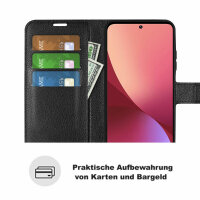 Handyhülle für Xiaomi 12 / 12X 5G – Klapphülle PU-Leder Schwarz