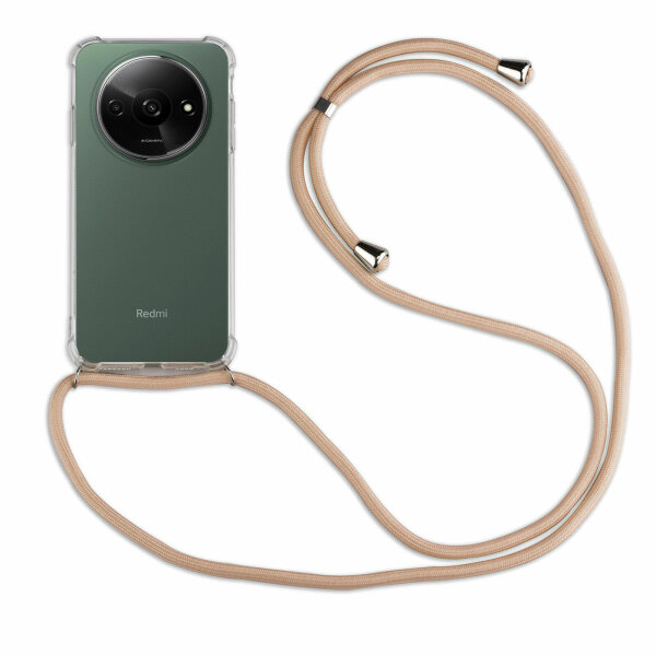 Handykette für Xiaomi Redmi A3 Handyhülle mit Band Case Hülle mit Kordel Bumper Beige / Braun