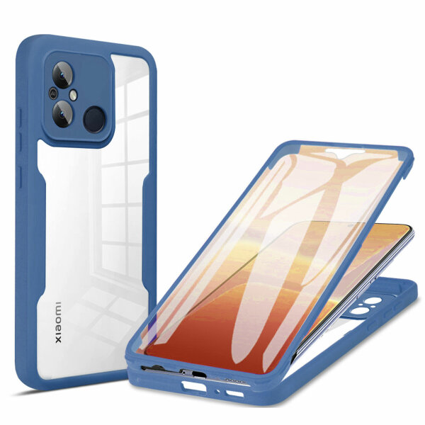 360° Grad Hülle Xiaomi Redmi 12C Rundum vollschutz Integriertem Displayschutz Blau