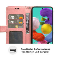 Handy Tasche für Samsung Galaxy A51 SM-A515 Hülle Case Buchhülle Klapphülle TPU Mandala Rosegold