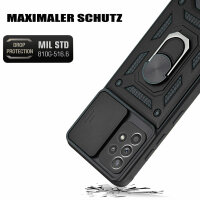 Outdoor Panzer Hülle für Samsung Galaxy A52 mit Kameraschutz Ringhalter Bumper Schwarz