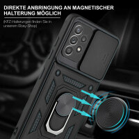 Outdoor Panzer Hülle für Samsung Galaxy A52 mit Kameraschutz Ringhalter Bumper Schwarz