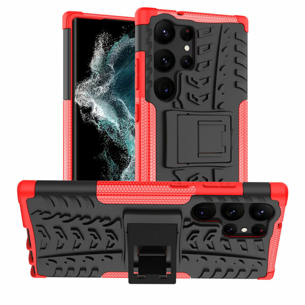 Outdoor Hülle für Samsung Galaxy S23 Ultra Handyhülle Handy Tasche Bumper TPU Rot