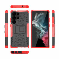 Outdoor Hülle für Samsung Galaxy S23 Ultra Handyhülle Handy Tasche Bumper TPU Rot