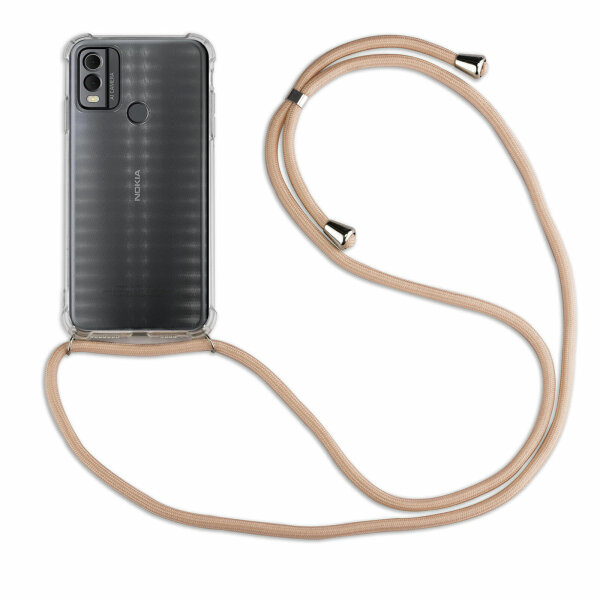 Handykette für Nokia C22 Handyhülle mit Band Umhängehülle mit Band Hülle Cover  Beige / Braun