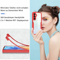 Handyhülle für Samsung Galaxy A25 – 360° Panzer Case mit Displayschutz Rot
