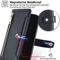 Handykette Motorola Hülle mit Band Handyhülle Kartenfächer Leder Umhängetasche Moto G54 Schwarz