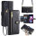 Handykette Motorola Hülle mit Band Handyhülle Kartenfächer Leder Umhängetasche Moto G54 Schwarz