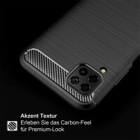 Huawei P40 Lite Carbon Hülle Schutzhülle TPU Bumper Outdoor Cover Handy Tasche