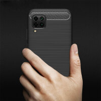 Huawei P40 Lite Carbon Hülle Schutzhülle TPU Bumper Outdoor Cover Handy Tasche