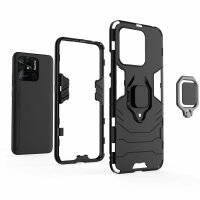 Xiaomi Redmi 10C, Hülle Schutzhülle Handyhülle Silikon Case 360° Drehbarer Ring Schwarz