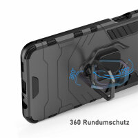 Xiaomi Redmi 10C, Hülle Schutzhülle Handyhülle Silikon Case 360° Drehbarer Ring Schwarz