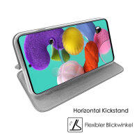 Handy Tasche für Samsung Galaxy A51 SM-A515 Hülle Case Buchhülle Klapphülle TPU Magnet Case Grau