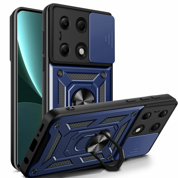 Outdoor Panzer Hülle Xiaomi Redmi Note 13 Pro 4G Handyhülle Kameraschutz Ring Blau