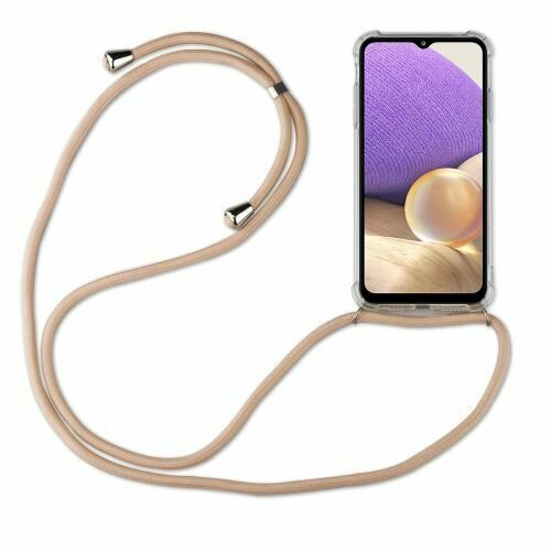Handykette für Samsung Galaxy A32 5G – Handyhülle mit Band Beige / Braun