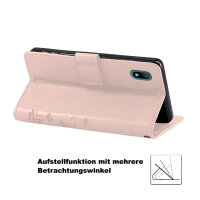 Huawei Handy Tasche Handyhülle Schutz Hülle Blumen Flip Cover Buch Case Etui Huawei Y5 2019 Rosegold