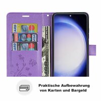 Hülle für Samsung Galaxy S23 FE Handy Tasche Case Schale Flip Cover Handyhülle Blume Lila