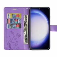 Hülle für Samsung Galaxy S23 FE Handy Tasche Case Schale Flip Cover Handyhülle Blume Lila