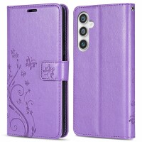 Hülle für Samsung Galaxy S23 FE Handy Tasche Case Schale Flip Cover Handyhülle Blume Lila