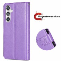 Hülle für Samsung Galaxy S23 FE Handy Tasche Case Schale Flip Cover Handyhülle Blume Lila