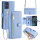 Handykette Motorola Hülle mit Band Handyhülle Kartenfächer Leder Umhängetasche Moto G14 Hellblau