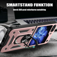 Outdoor Panzer Hülle für Samsung Galaxy Z Flip 5 mit Kameraschutz Ringhalter  Rosegold