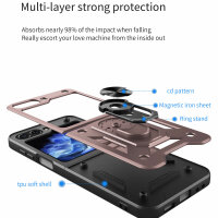 Outdoor Panzer Hülle für Samsung Galaxy Z Flip 5 mit Kameraschutz Ringhalter  Rosegold