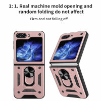 Outdoor Panzer Hülle für Samsung Galaxy Z Flip 5 mit Kameraschutz Ringhalter  Rosegold