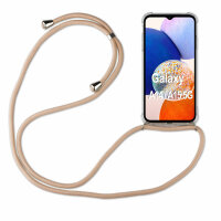 Handykette für Samsung Galaxy A14 Handyhülle mit Band Case Hülle mit Kordel Hand Beige / Braun