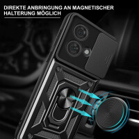 Outdoor Panzer Hülle Motorola Edge 40 Neo Handyhülle mit Kameraschutz Ringhalter Schwarz