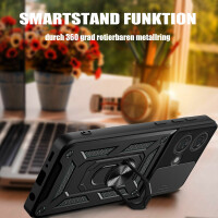 Outdoor Panzer Hülle Motorola Edge 40 Neo Handyhülle mit Kameraschutz Ringhalter Schwarz