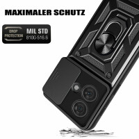 Outdoor Panzer Hülle Motorola Edge 40 Neo Handyhülle mit Kameraschutz Ringhalter Schwarz